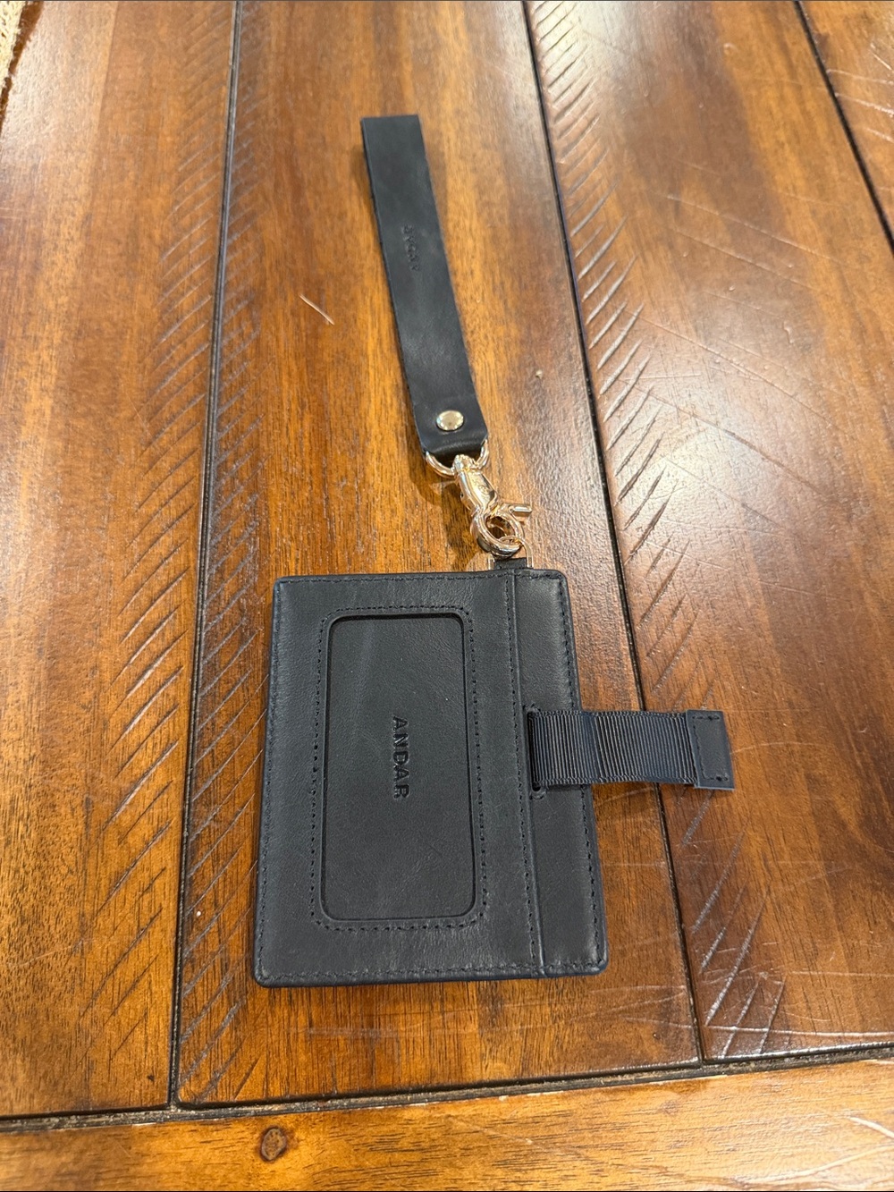 Andar Black Leather Wristlet ID Card Holder wallet New